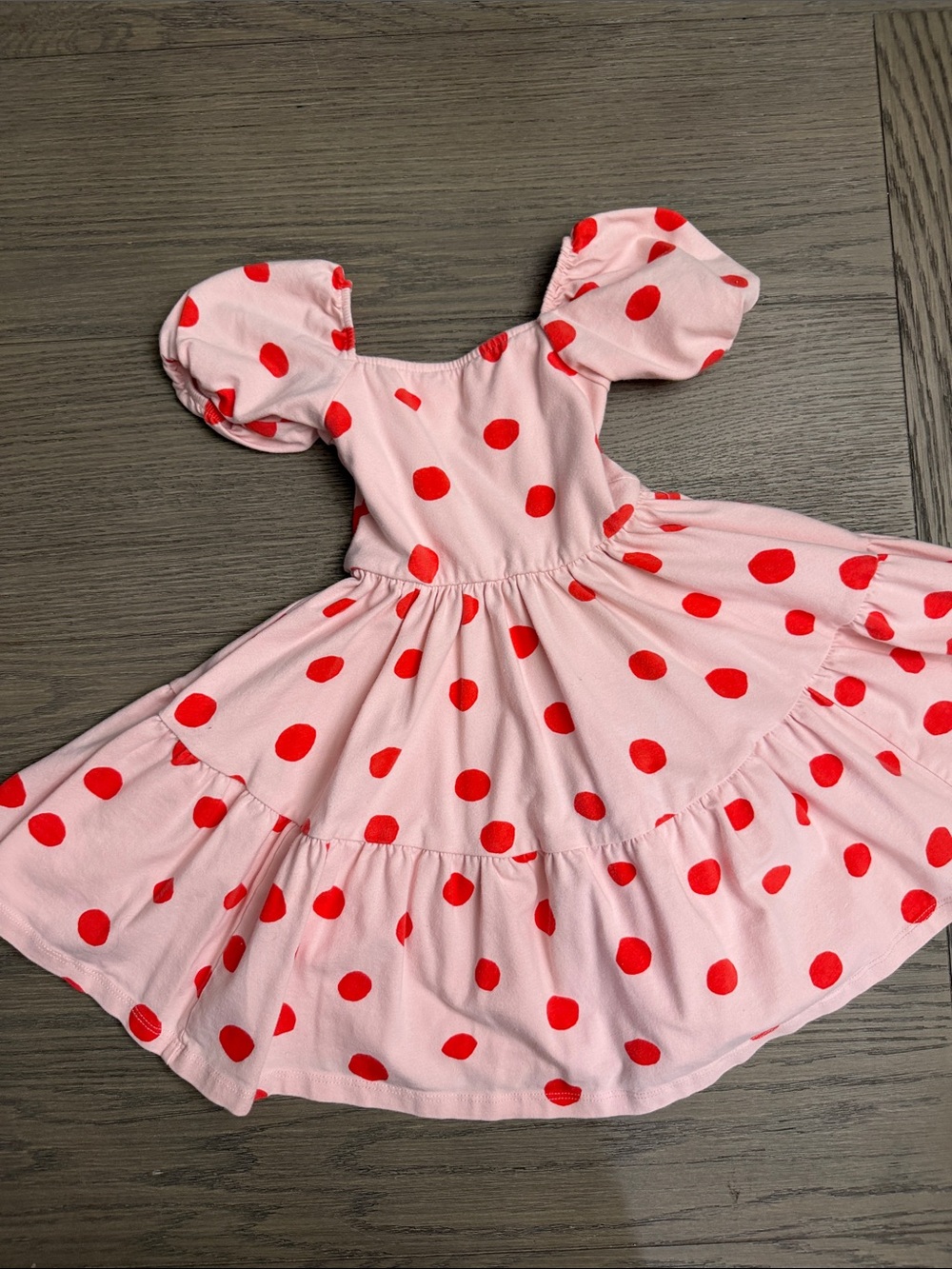 4T Alice and Ames Juliette Girls Pink Polka Dot Puff Sleeve Dress with Red Spots